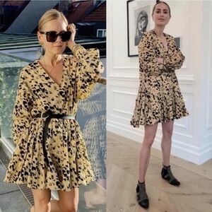 Anine Bing Beige and Black Long Sleeve Dress